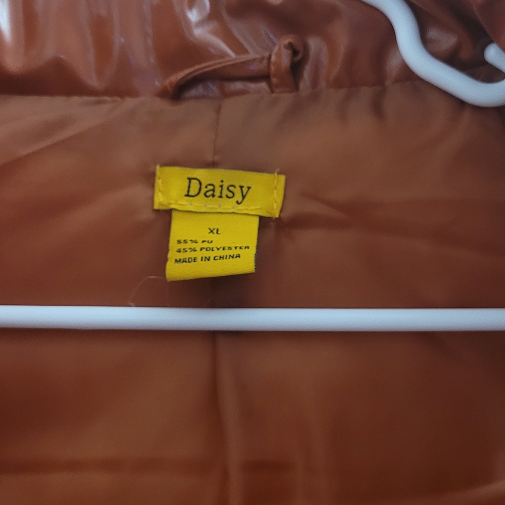 Women's Shiny Cognac Cropped Puffer Vest - Picture 2 of 3